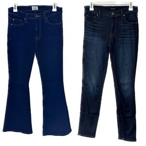 2 Pair Size 28 Hudson Jeans Ferris Flare Leg Boho J Brand Skinny Jeans Dark Wash